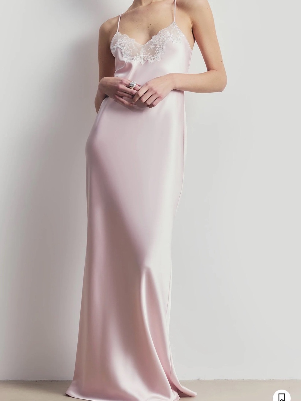 Because of Alice Satin Lace-Trim Dress in Blush Pink - Picture 7 of 7